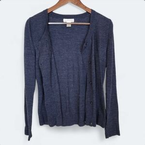 KENAR Buttery Soft Merino Wool Cardigan Gray Fits Small